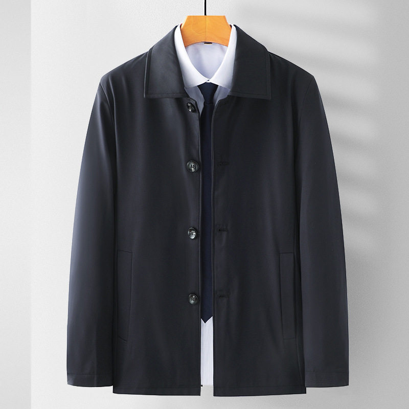中老年人秋季扣子版男装夹克衫宽松60爸爸装70岁爷爷春秋薄款外套