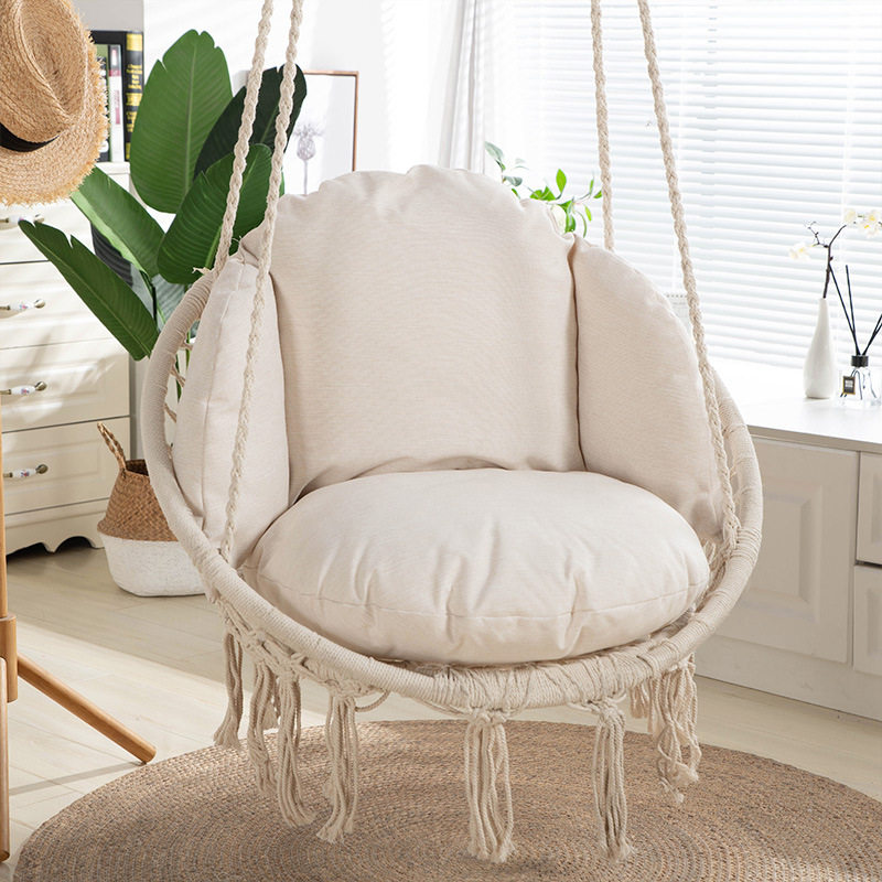 2026年新款日系吊椅靠背一体加厚亚麻圆形懒人飘窗靠地上榻榻米圃