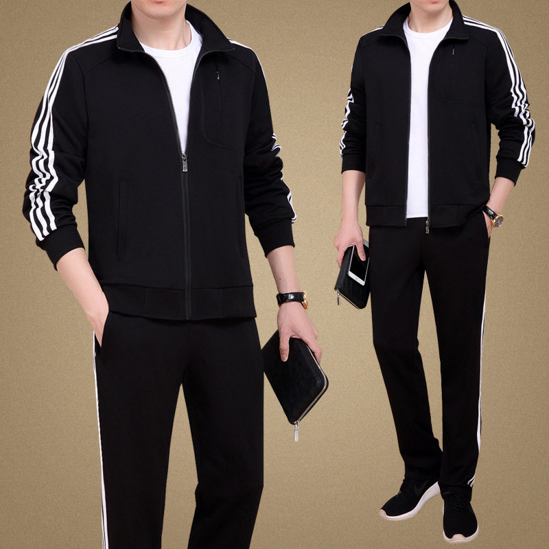 2025春二件套中老年运动套装男爸爸跑步休闲套装加肥加大码运动服