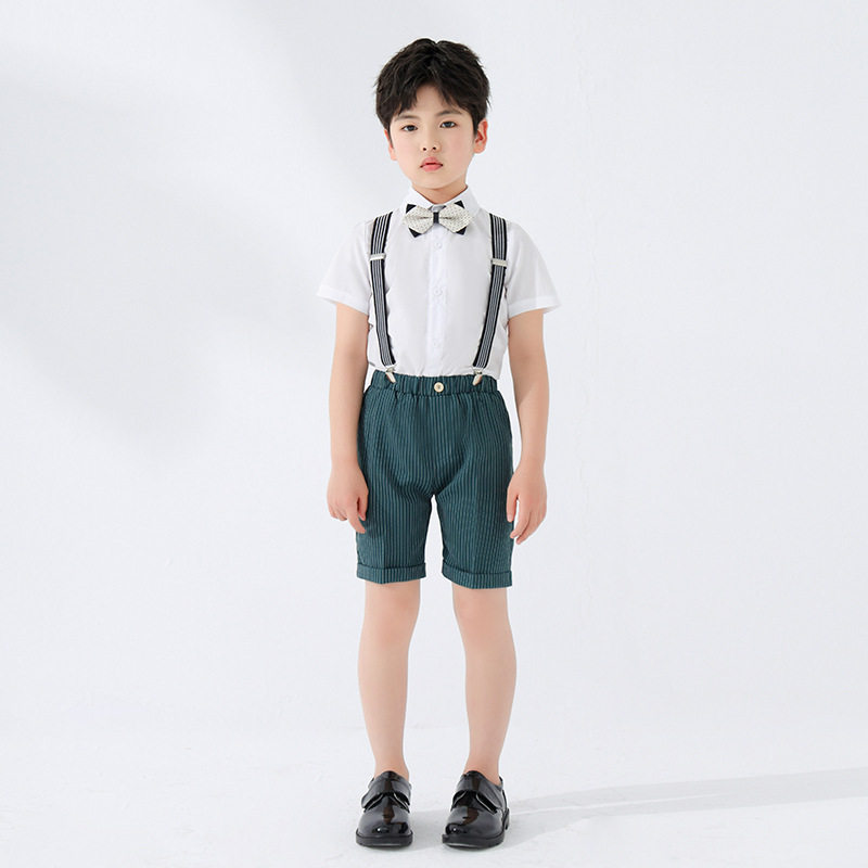 男童背带短裤套装夏季英伦短袖中小童幼儿园六一演出主持活动礼服
