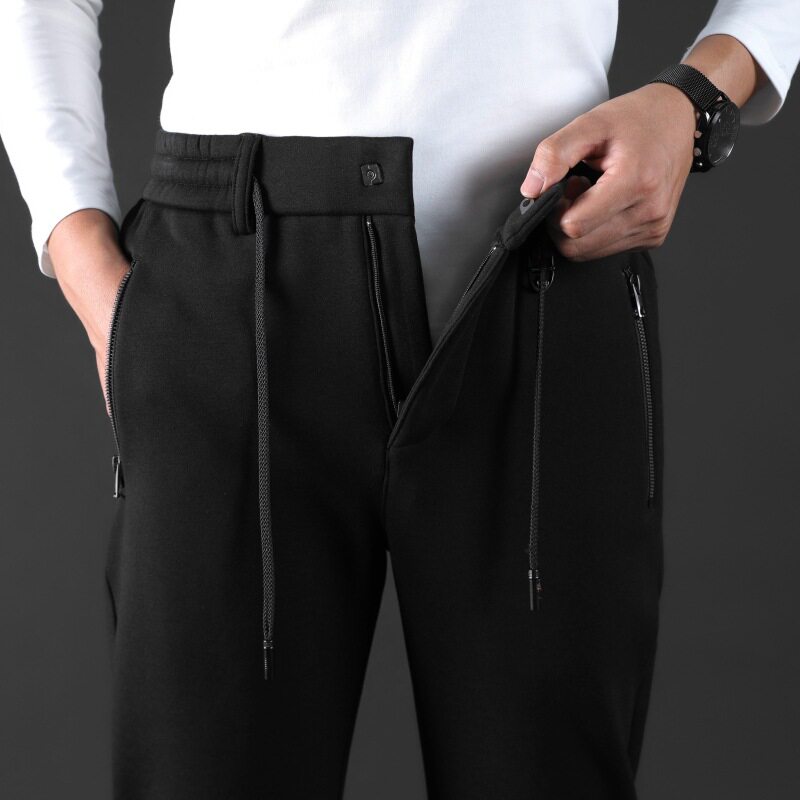 纯棉运动裤男宽松卫裤直筒厚款男裤秋季男士休闲大码针织高腰裤子