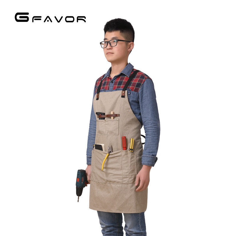 涂层过胶帆布工具手机手提复古多口袋围裙战术定制工艺工匠围裙