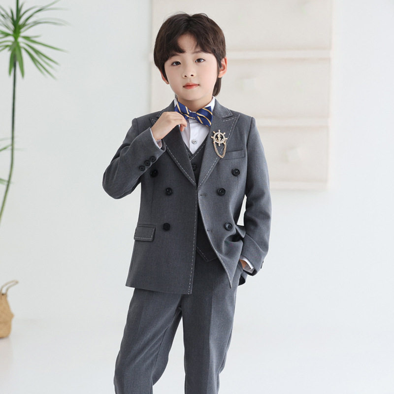 儿童西装套装英伦风花童主持周岁礼服男童演讲钢琴帅气走秀演出服