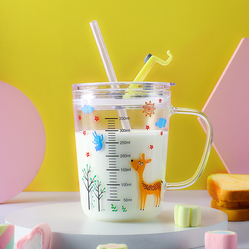 儿童牛奶杯带刻度玻璃微波炉