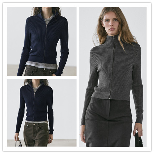 MD女装美式休闲风修身软糯羊毛混纺拉链高领开衫外套 05689822807