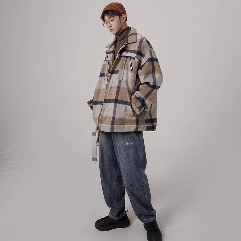 709-MY13-P1202024冬情侣加厚毛呢外套韩版潮流百搭格子棉衣,男装棉衣,星座709-2