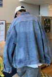 709-2-JK831-P95春单人牛仔全棉袖口侧边拉链开衫翻领夹克外套，男装夹克，星座709-2