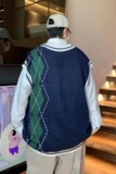 709-2-MJ23-P65春单人针织毛衣撞色菱形格无袖背心马甲学院风，男装针织衫/毛衣，星座709-2