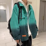 709-2-JK807-P105春单人港风牛仔扎染渐变印花百搭休闲夹克外套，男装夹克，星座709-2