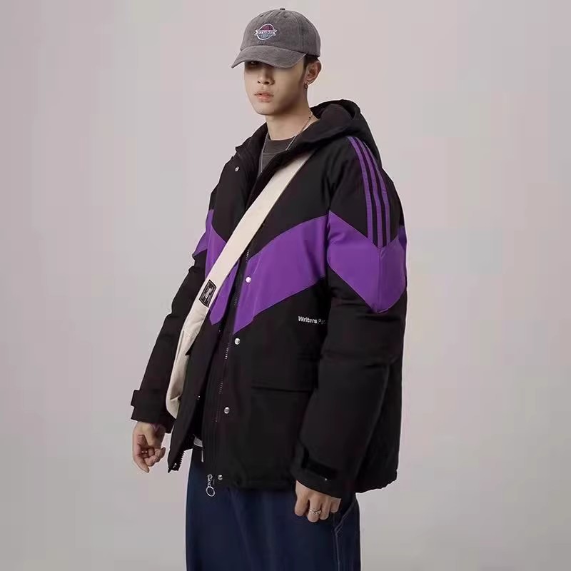 709-MY10-P1352023冬季情侣潮流加厚工装拼色连帽棉服外套男,男装棉衣,星座709-2