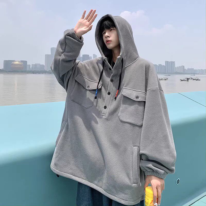 709-2-W605-P75春单人摇粒绒工装口袋连帽套头卫衣外套流行,男装卫衣,星座709-2