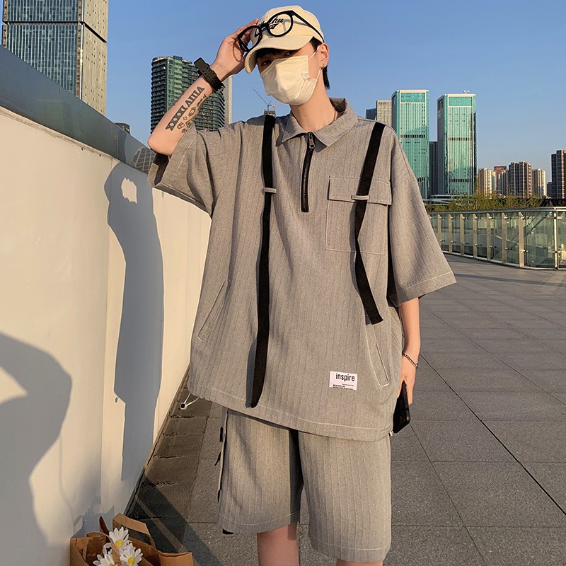 709-2-TZ883-P9524夏款单人全棉飘带宽松学生青春潮流个性套装,男装T恤,星座709-2