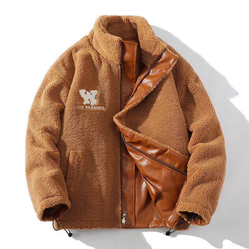 709-MY1006-P15023冬款白底皮衣加羊羔毛双面穿刺绣立领棉衣男,男装棉衣,星座709-2