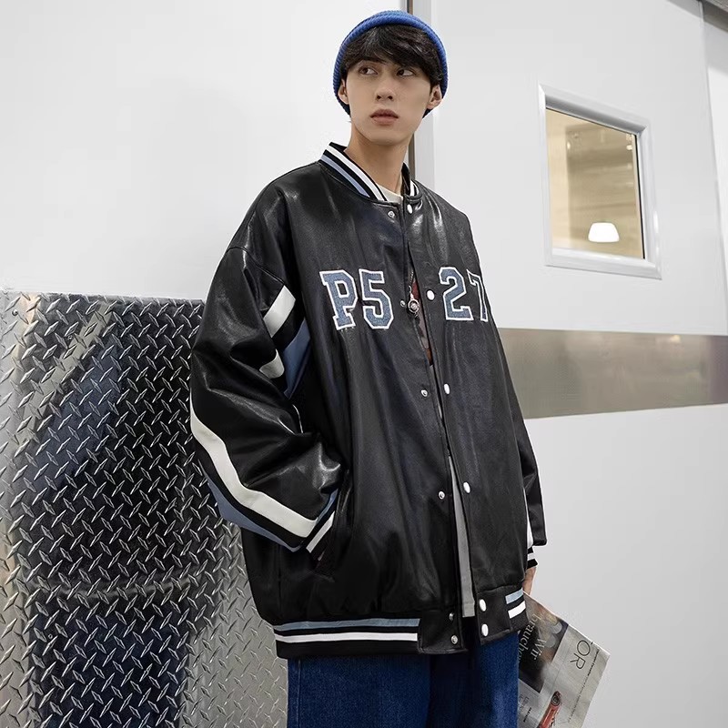709-MY607-P1252024冬单人潮男拼色夹棉棒球领皮衣冬季加厚棉衣,男装棉衣,星座709-2