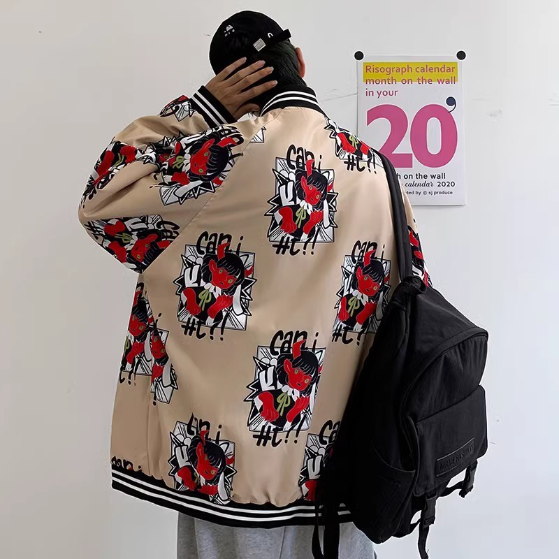 709-2-JK96-P85春单人港风棒球领印花双面穿百搭夹克男,男装夹克,星座709-2
