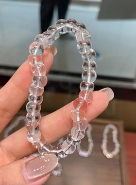2025天然白水晶猪大肠单圈手链 全净体白水晶手串散珠女款首饰品