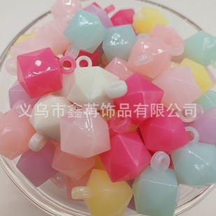 2025亞克力吊孔方塊珠果凍色菱形DIY手機鏈頭飾皮筋方形飾品配件1