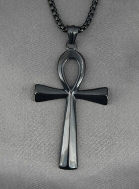 2025古埃及安卡项链情侣款生命之符十字架吊坠男女款钛钢项链个性