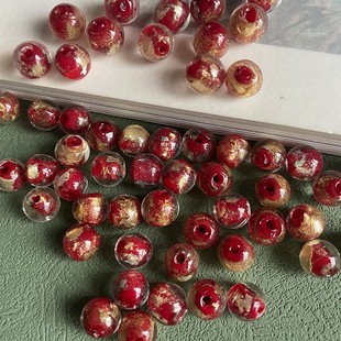 2025香灰琉璃珠子散珠琉璃珠金银箔手串佛珠和宫配件手工diy材料