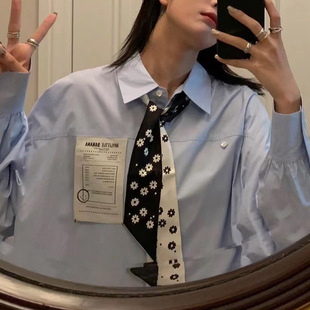 网红博主领巾腰带仿真丝斜纹缎长条丝巾夏季印花法式小飘带绑包带