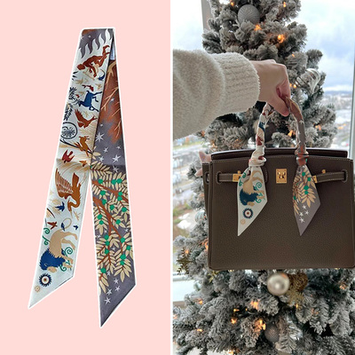 印花小丝巾装饰提手领巾发带