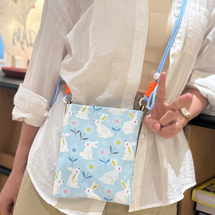 NCCS可爱兔帆布手机包小手拎包女小清新布艺手提单肩包百搭斜跨包