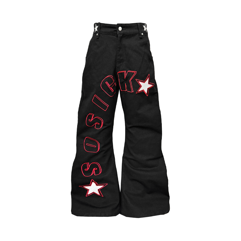SOSICK五角星弯刀牛仔裤