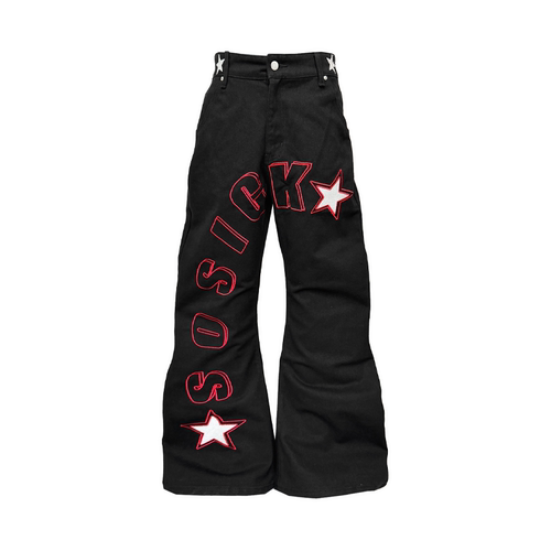 SOSICK五角星弯刀牛仔裤