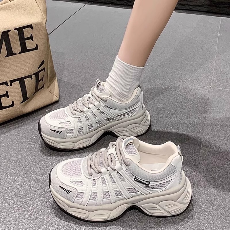 厚底增高老爹鞋女2025春季新款复古百搭松糕显脚小轻便休闲运动鞋