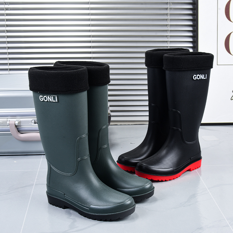 冬季加棉高筒男款防滑耐磨雨鞋