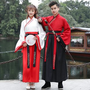 大袖魏晋风汉服男交领襦裙仙气飘逸中国风学生古装情侣款女夏款