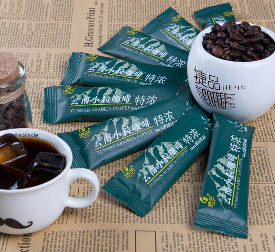 捷品云南小粒咖啡特浓口味三合一速溶咖啡饮品50条装750g咖啡