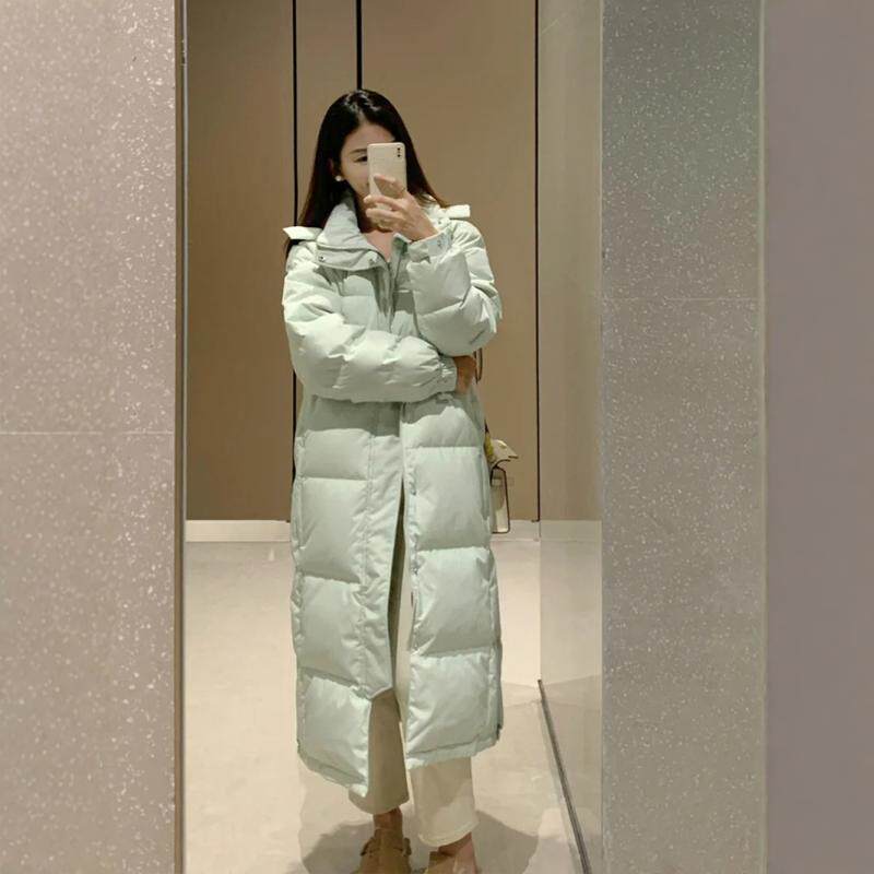 中戏羽绒服女2026年新款超长款过膝白鸭绒加厚学院风情侣冬季外套