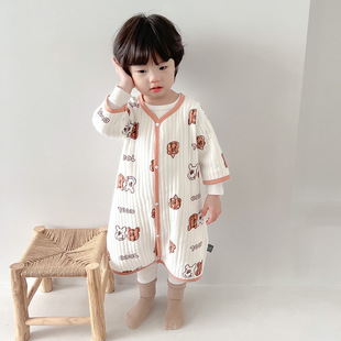 睡袍防踢被亲 开衫 奥莱清仓婴儿睡袋儿童冬季 宝宝夹棉保暖睡衣中袖