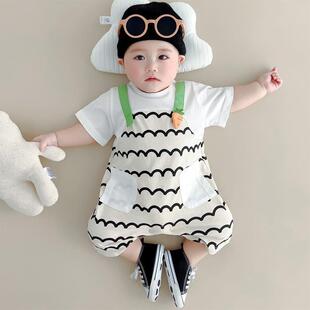 奥莱清仓纯棉男女宝宝连体衣夏季薄款短袖新生哈幼婴儿衣服装爬爬