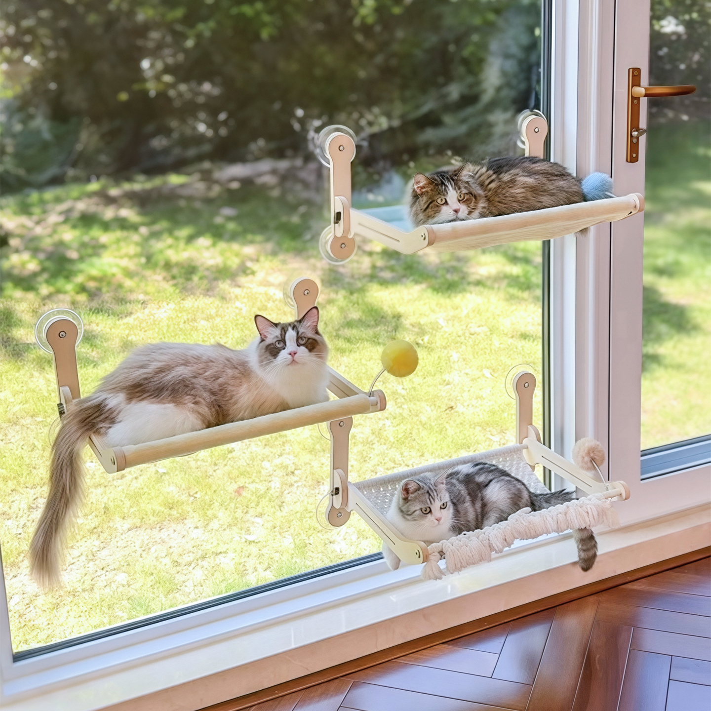 猫咕哩吸盘猫爬架玻璃窗户不占地猫咪跳台免打孔吊床秋千悬挂式
