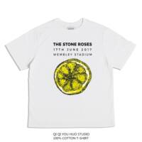 Direct spray The stone roses rocking stone Rose print T-shirt, short sleeve, pure cotton loose, heavy washed and aged thumbnail 5