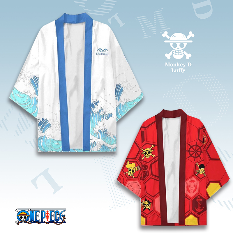 动漫周边 海贼王路飞艾斯白胡子 3D印花和服披风外开衫二次元羽织