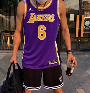 Nike NBA 湖人队6号詹姆斯SW球迷版 紫色运动篮球球衣CV9481-513