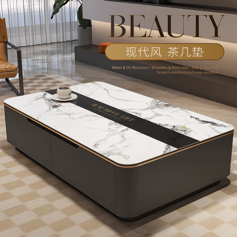 轻奢高级感茶几垫防水防油免洗电视柜酒柜桌面垫长方形餐边柜盖布,居家布艺,桌布,淘宝优惠券,粉丝福利购,淘宝优惠卷