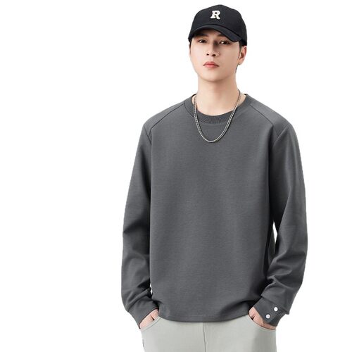 男装|2026秋冬美式宽松男士圆领长袖卫衣T恤匹马棉T恤打底衫男士