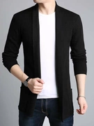 Nhóm mua áo len cardigan nóng cho nam áo khoác nam Hàn Quốc áo len dài màu rắn dài tay áo mùa xuân và ve áo mùa thu - Cardigan