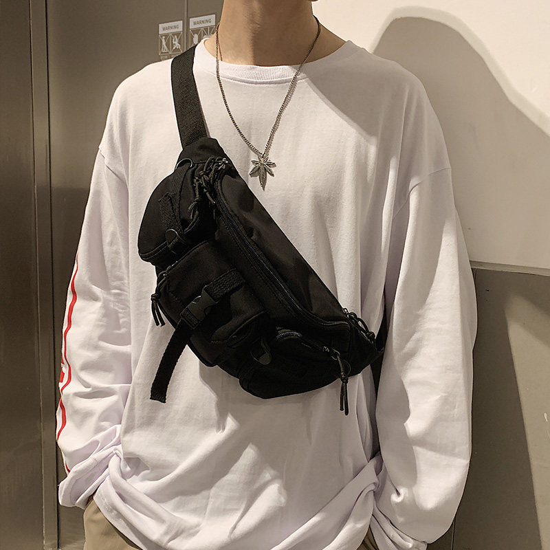 胸包潮牌男士百搭休闲斜挎包工装简约ins腰包小挎包女日系单肩包
