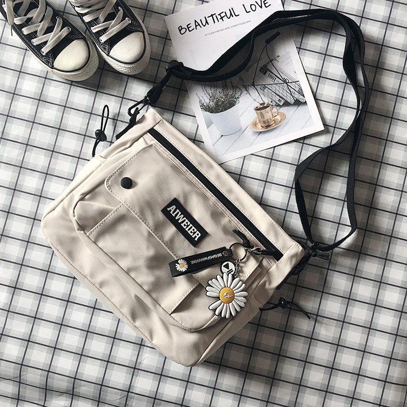 日系斜挎包男潮牌ins超火帆布包大容量休闲挎包学生背包女单肩包