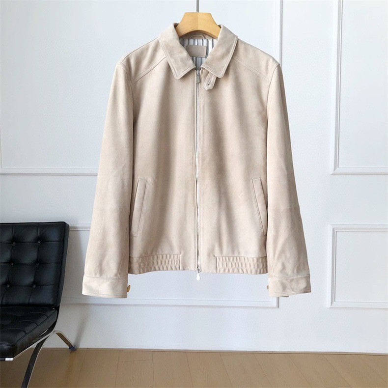 老钱风~男士麂皮绒羊皮商务皮衣夹克外套 修身行政皮夹克 NEW