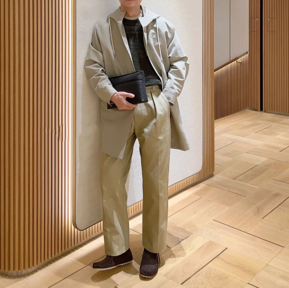 意式优雅老钱黑科技防水透湿男士休闲连帽中长款风衣外套NEW简约
