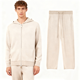 秋冬新款意大利LP同款国王的礼物定制纱线超细羊毛羊绒连帽套装