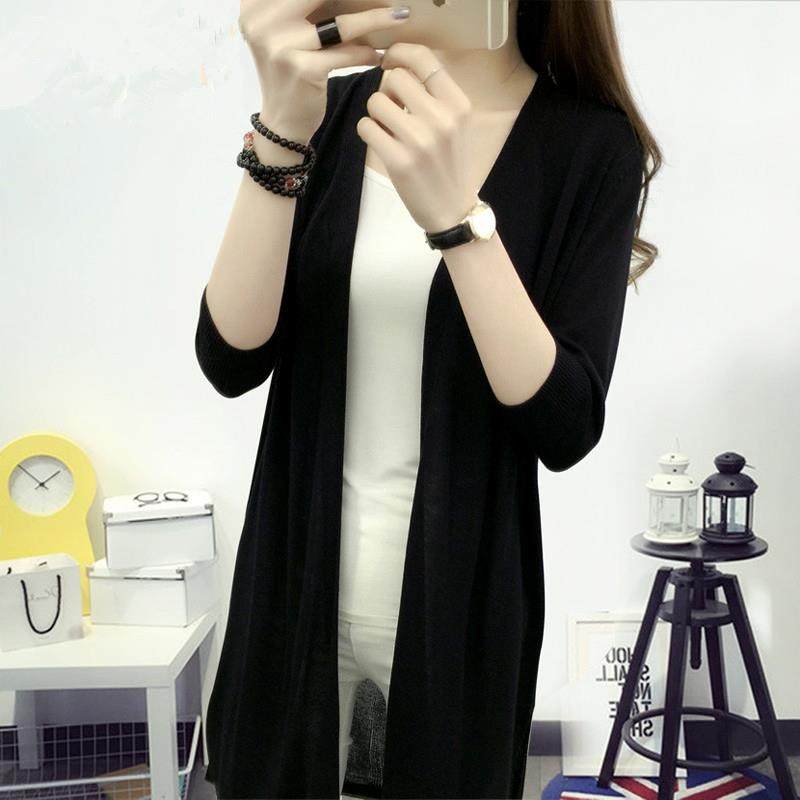 春季针织开衫女中长款夏薄款冰丝外套女款百搭中袖女人潮流透气|msdalam kategori Butik wanita / wanita, sweater bulu - dari Buy2taobao.com untuk memberikan perkhidmatan ejen Taobao profesional membeli