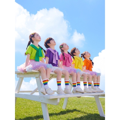 儿童合唱服装六一儿童节啦啦队表演服小学生运动会开幕式班服短袖