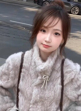 灰色立领毛毛外套女冬季皮毛一体复古中长款加厚保暖环保皮草大衣